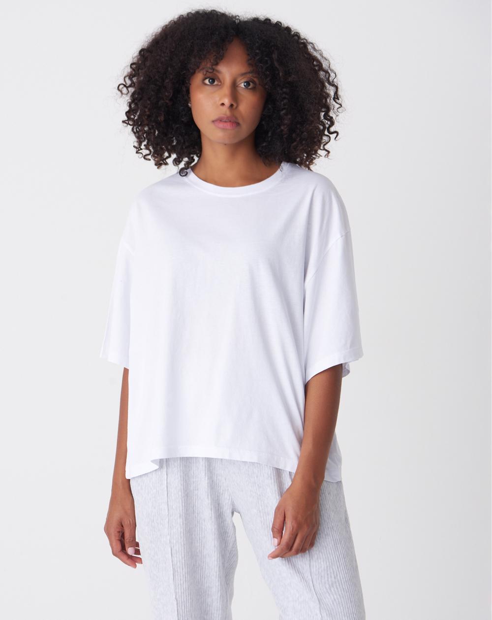 Beyaz Oversize Basic T-shirt P0920 – J8