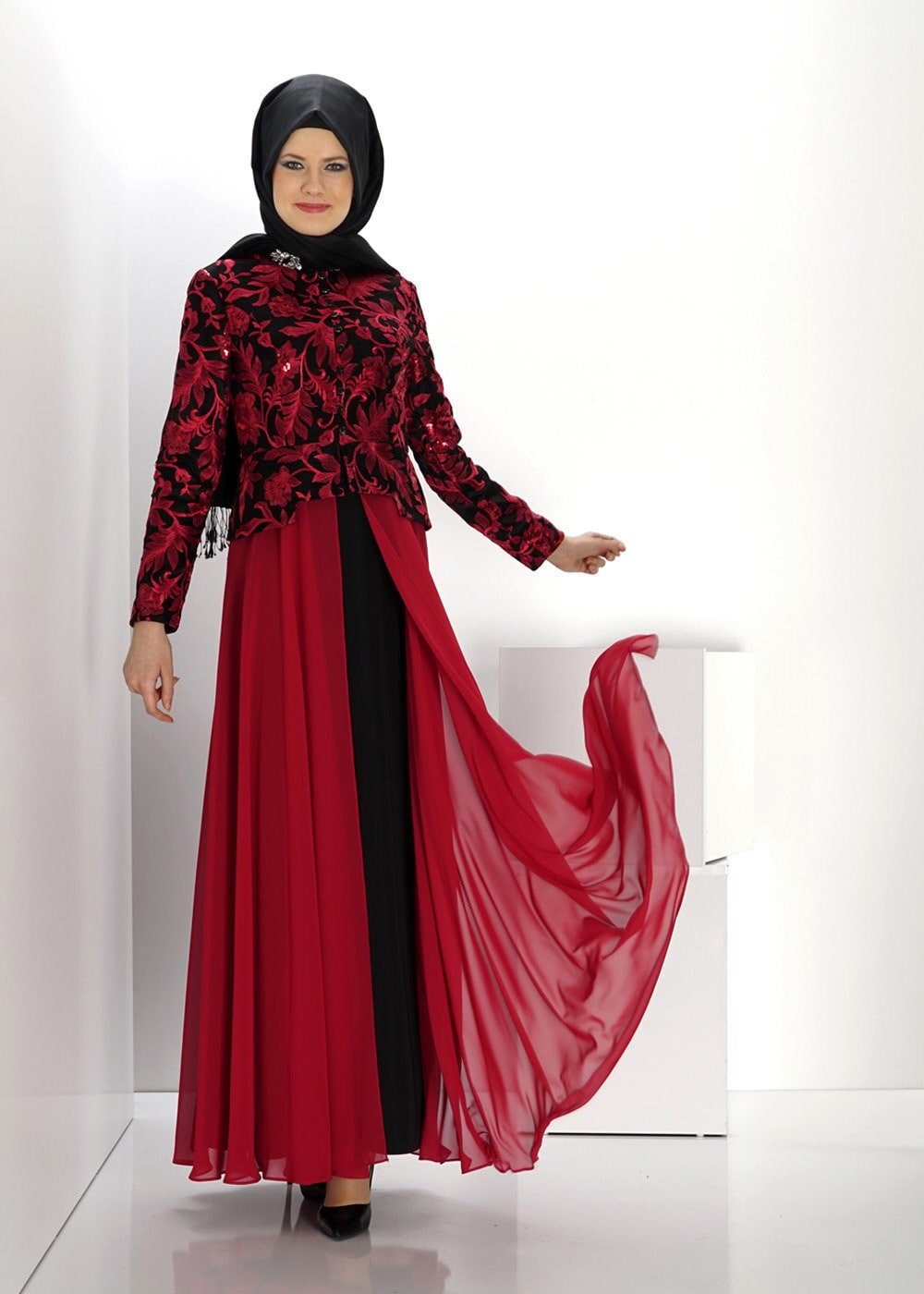 ROBE DE SOIREE MOTIF FLEURI 5986 ALV NA