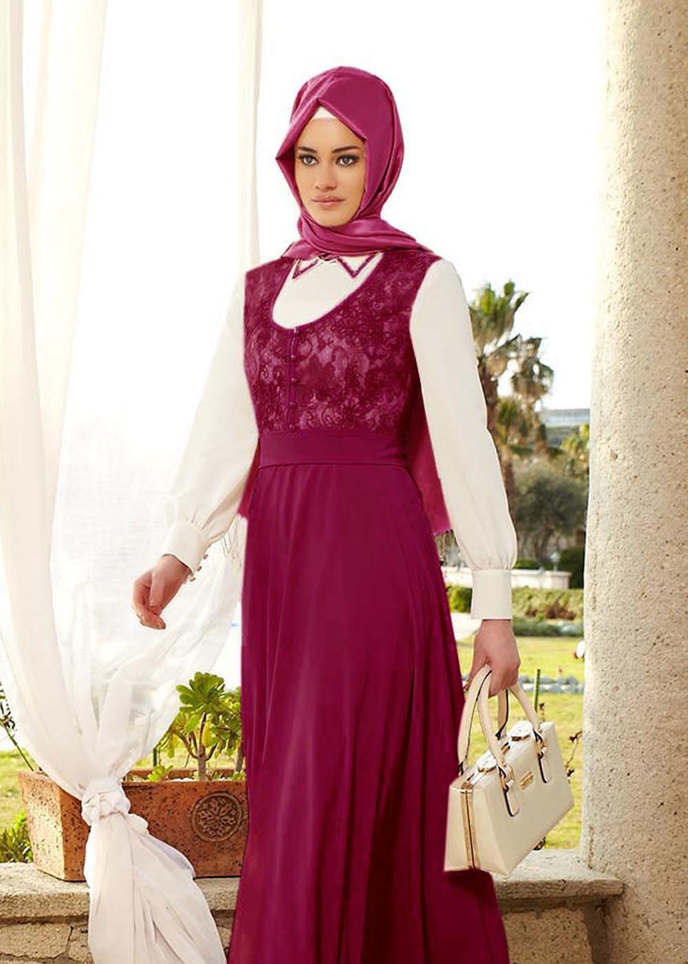 ROUGE BORDEAUX 4747 Criss Tesettur Elbise Vetements Hijab Modestes