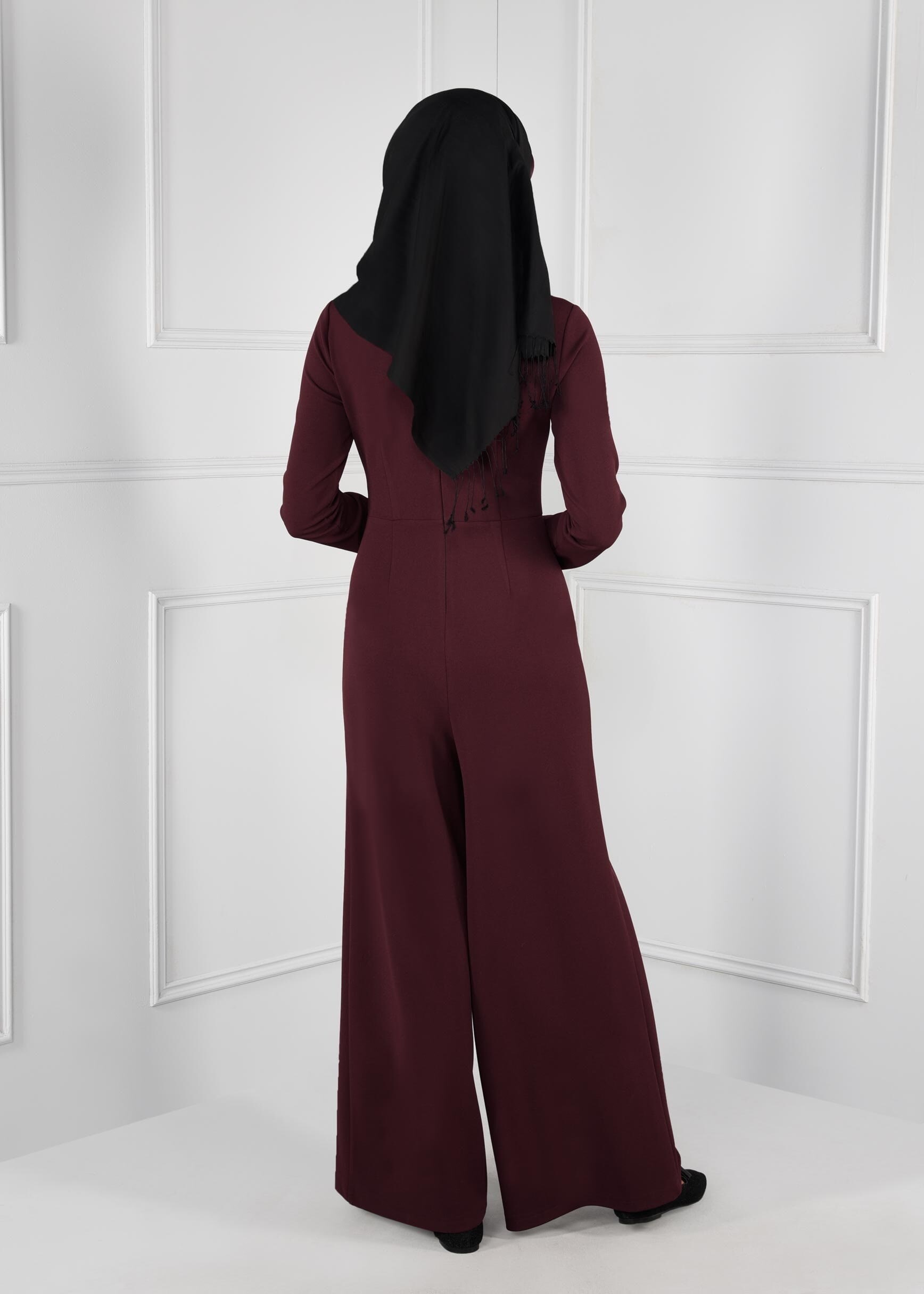 Dark red jumpsuit on sale