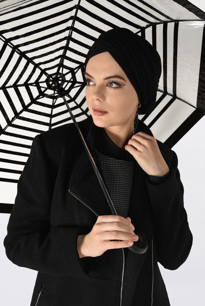 Manteau A Col Mao Avec Fermeture Hijab Femme Alvina