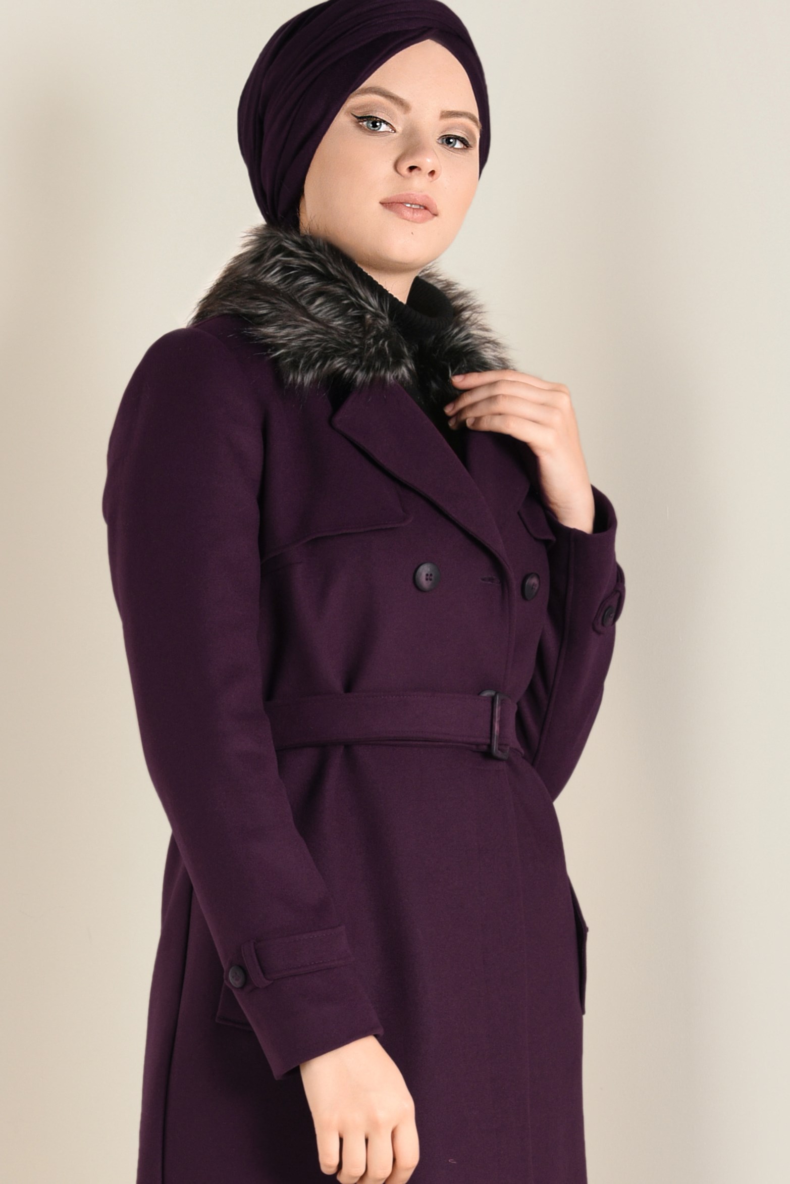 Manteau prune femme sale