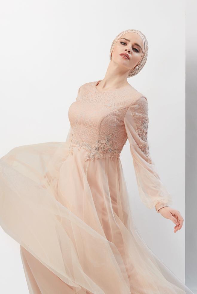 robe mousseline beige