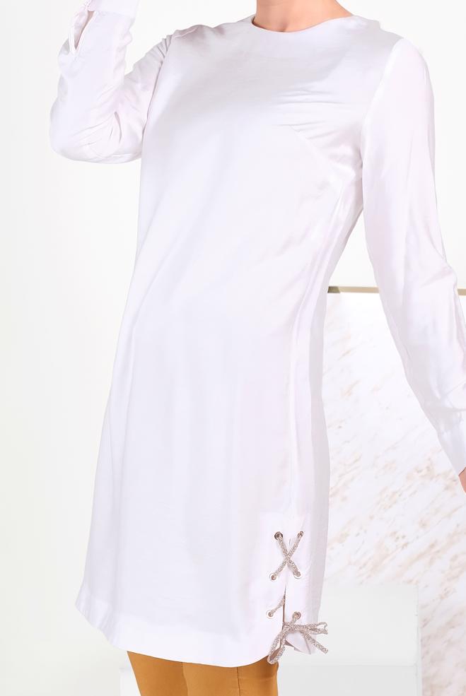 Download White 40495 New Bodrum Tunik 38 46 Tek36 Modest Hijab Clothing Alvina