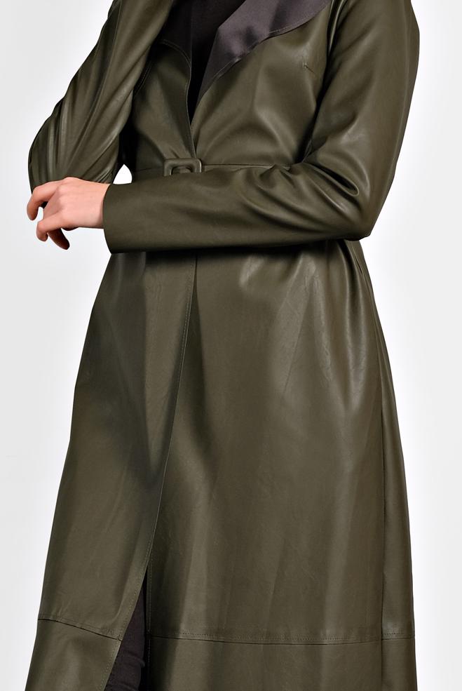 khaki belted jacket