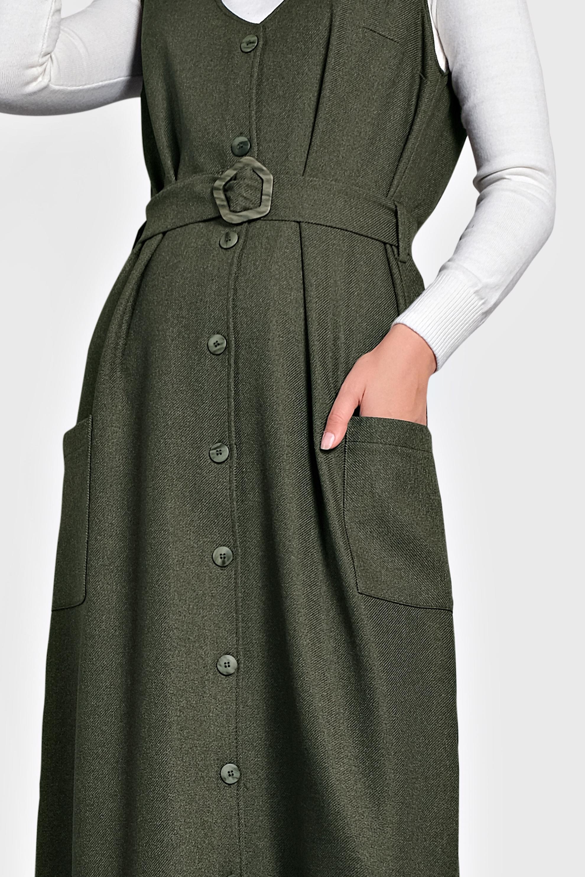 BUTTON TRIMMED BELTED PINAFORE SKIRT WOMAN HIJAB