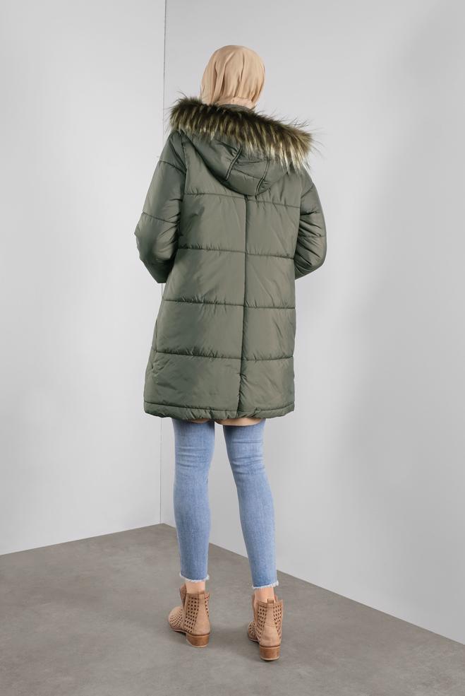 frost free long hooded puffer jacket