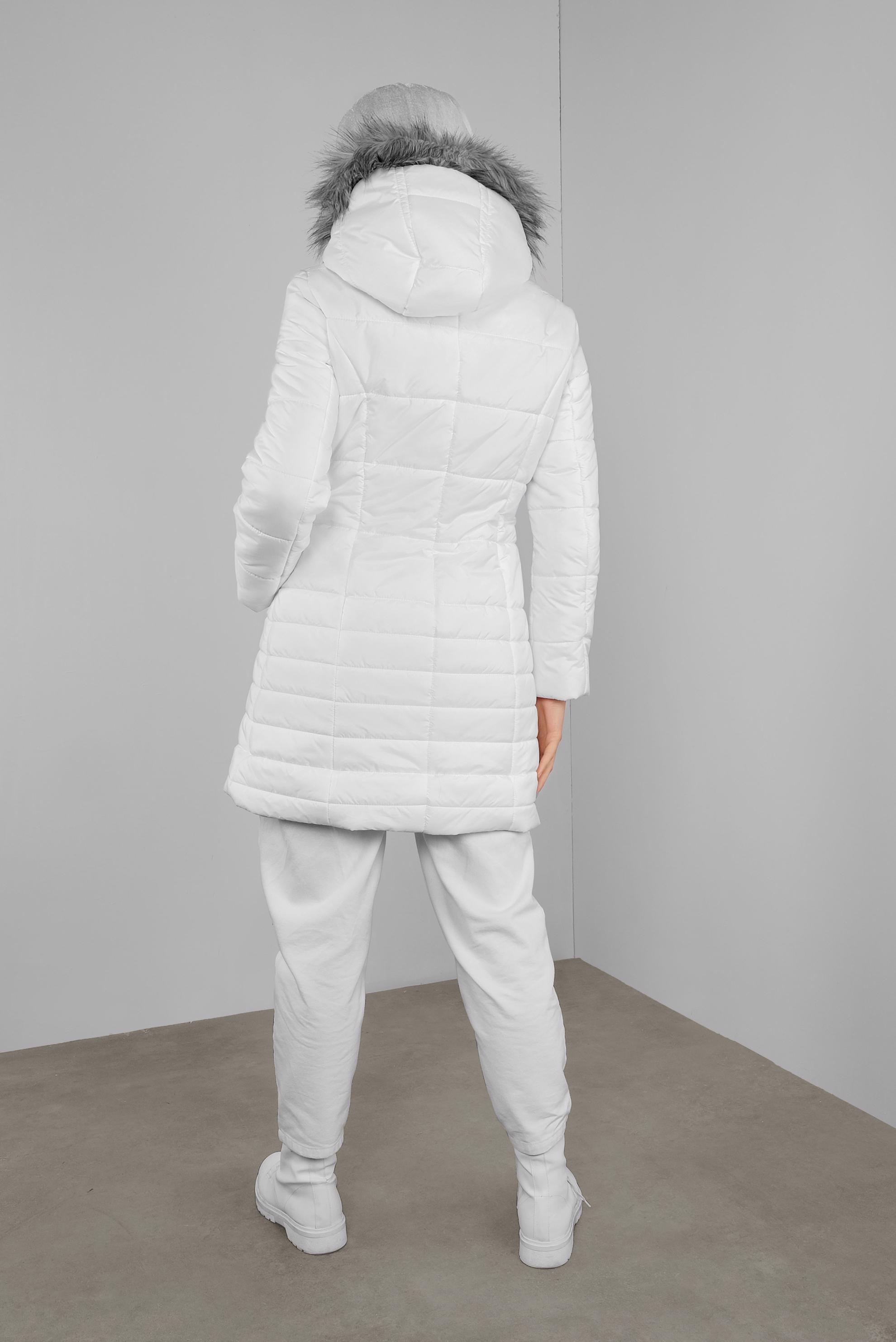 White faux fur trim hooded puffer jacket hotsell