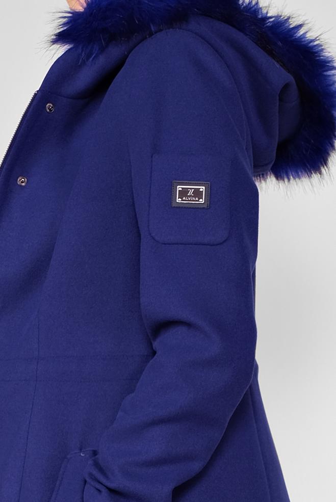 faux fur trim hooded coat
