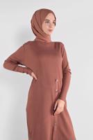 BUTTONED RIBBED KNIT TUNIC 41001 