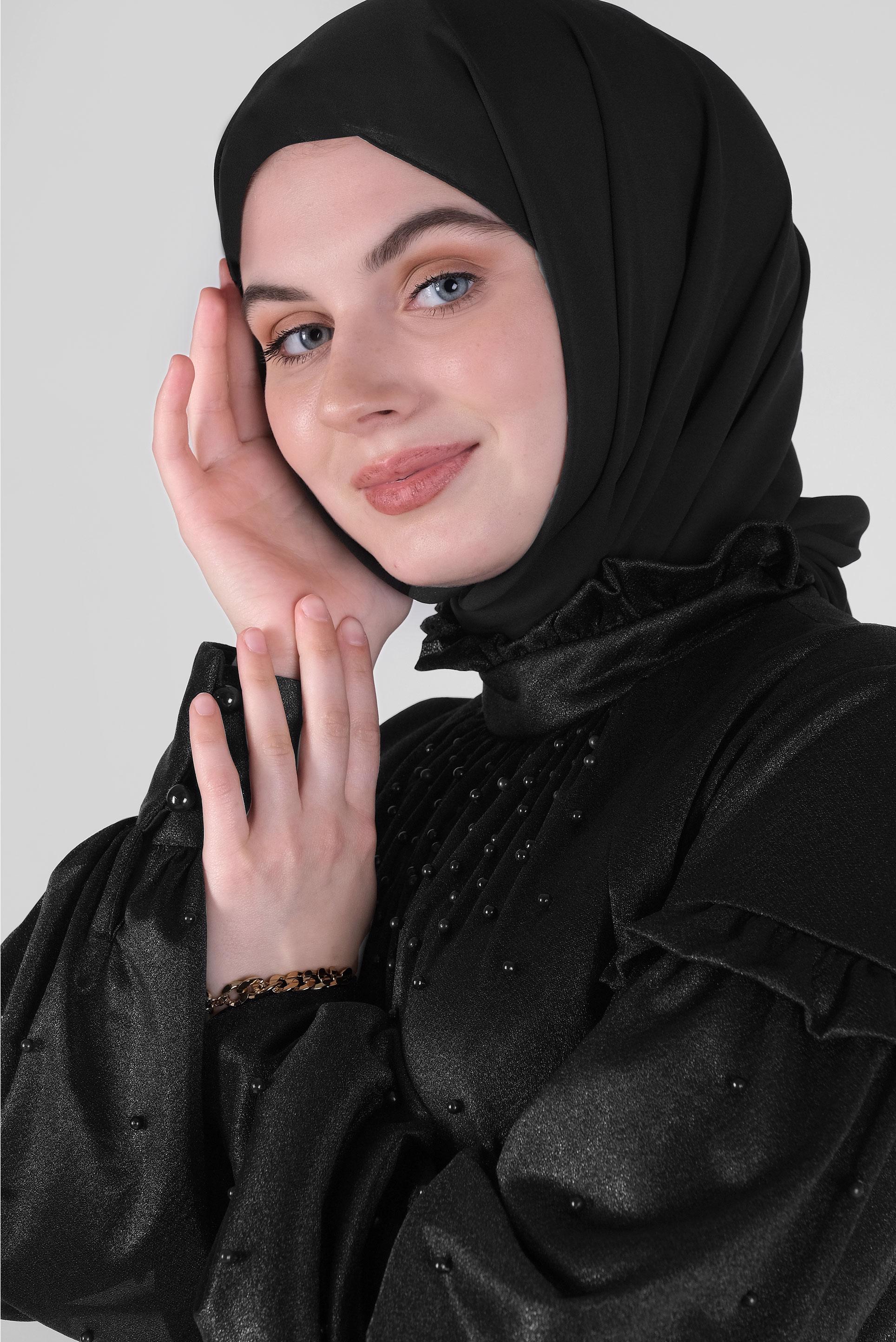 Accessoire Hijab Soirée Perles Noirs
