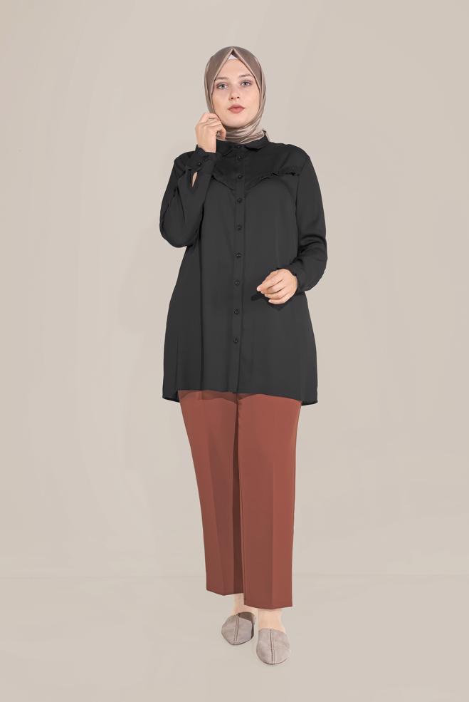 Female coffee CLASSIC CUT BUTTONED PANTS 70099 