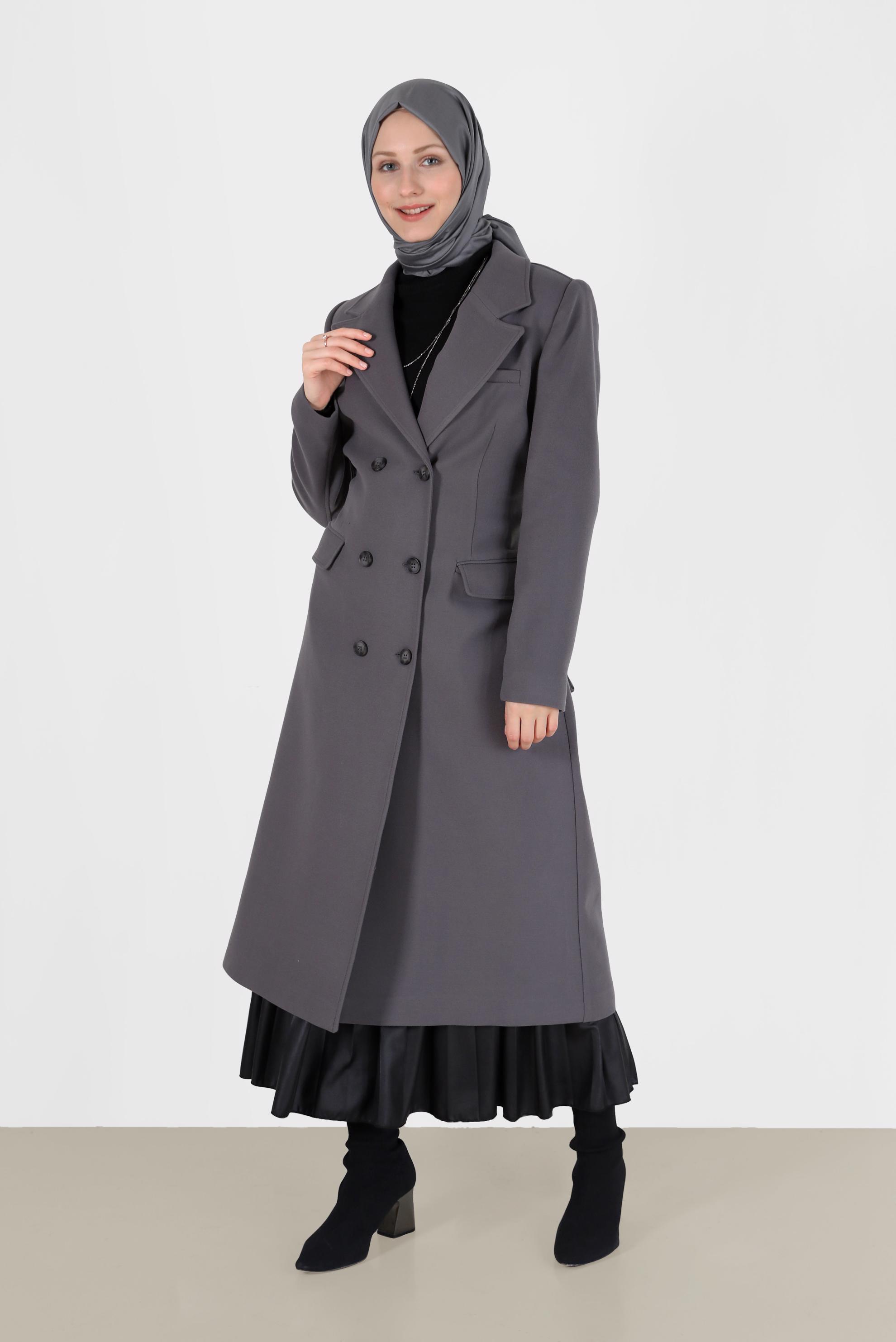 Apolline Grey Belted Wool Coat