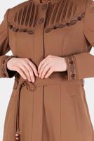 Female beige EMBROIDERY DETAIL TOPCOAT 10487 