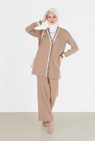 POCKET DETAIL BUTTONED KNITWEAR SUIT WITH PANTS 42188 