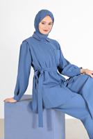BELTED 2-PIECE CREPE SUIT WITH PANTS 42311 
