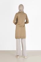 Female beige KNITWEAR TUNIC WITH PATTERNED SLEEVES 42036 