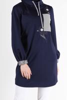 Female Navy blue CHECK DETAIL EMBROIDERED TUNIC 42371 