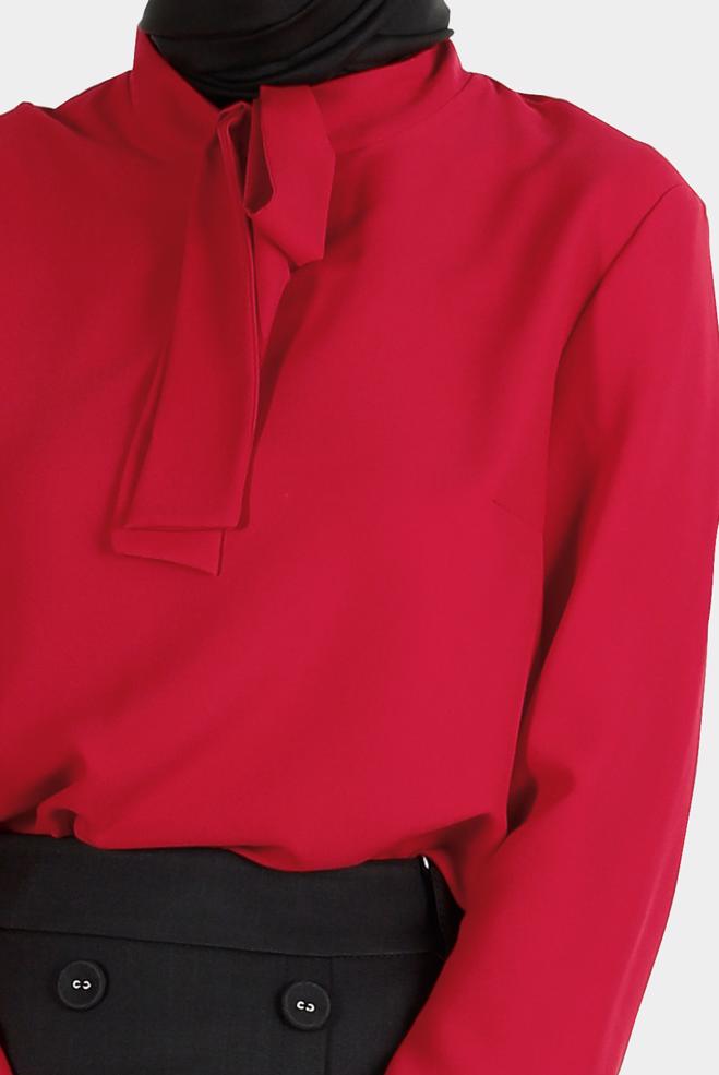 Female red TIED COLLAR BLOUSE 42628-1 