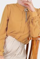Female yellow BROOCH DETAIL BLOUSE 42830 