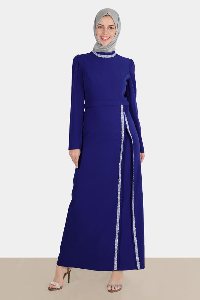 Female blue GEM STRIPED DRESS 42887