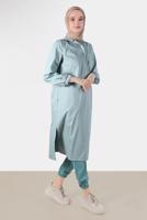 Female green TRACKSUIT PANTS WITH ELASTIC CUFFS 70397
