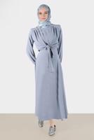 Female Grey PADDED TIE DETAIL 2-PIECE SKIRTED SUIT 42519 
