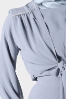 Female Grey PADDED TIE DETAIL 2-PIECE SKIRTED SUIT 42519 