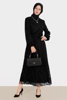 Female black BELTED LACED 2-PIECE SKIRTED SUIT 42844 