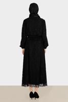Female black BELTED LACED 2-PIECE SKIRTED SUIT 42844 