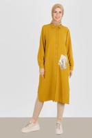 Female yellow SEQUINED EMBROIDERED BUTTONED TUNIC 42879 