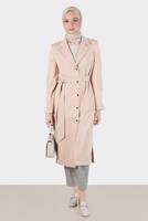 Female beige SNAP DETAIL TRENCH COAT 10592 