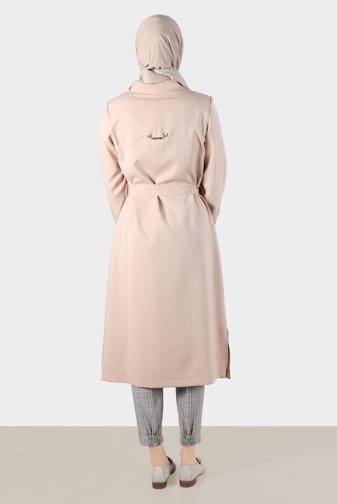 Female beige SNAP DETAIL TRENCH COAT 10592 