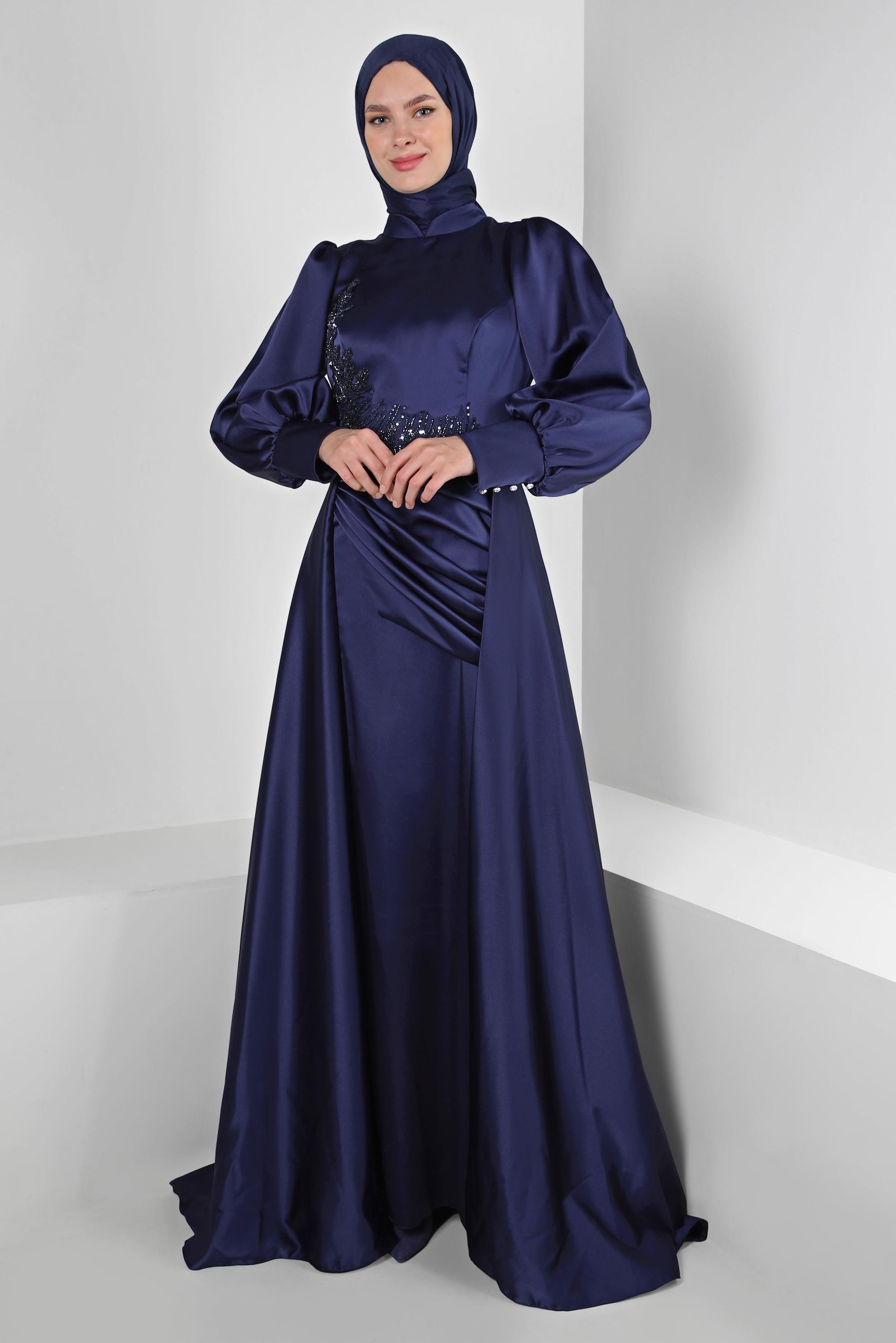 ROBE SOIRÉE PERLE BLEU – Halal Market Express