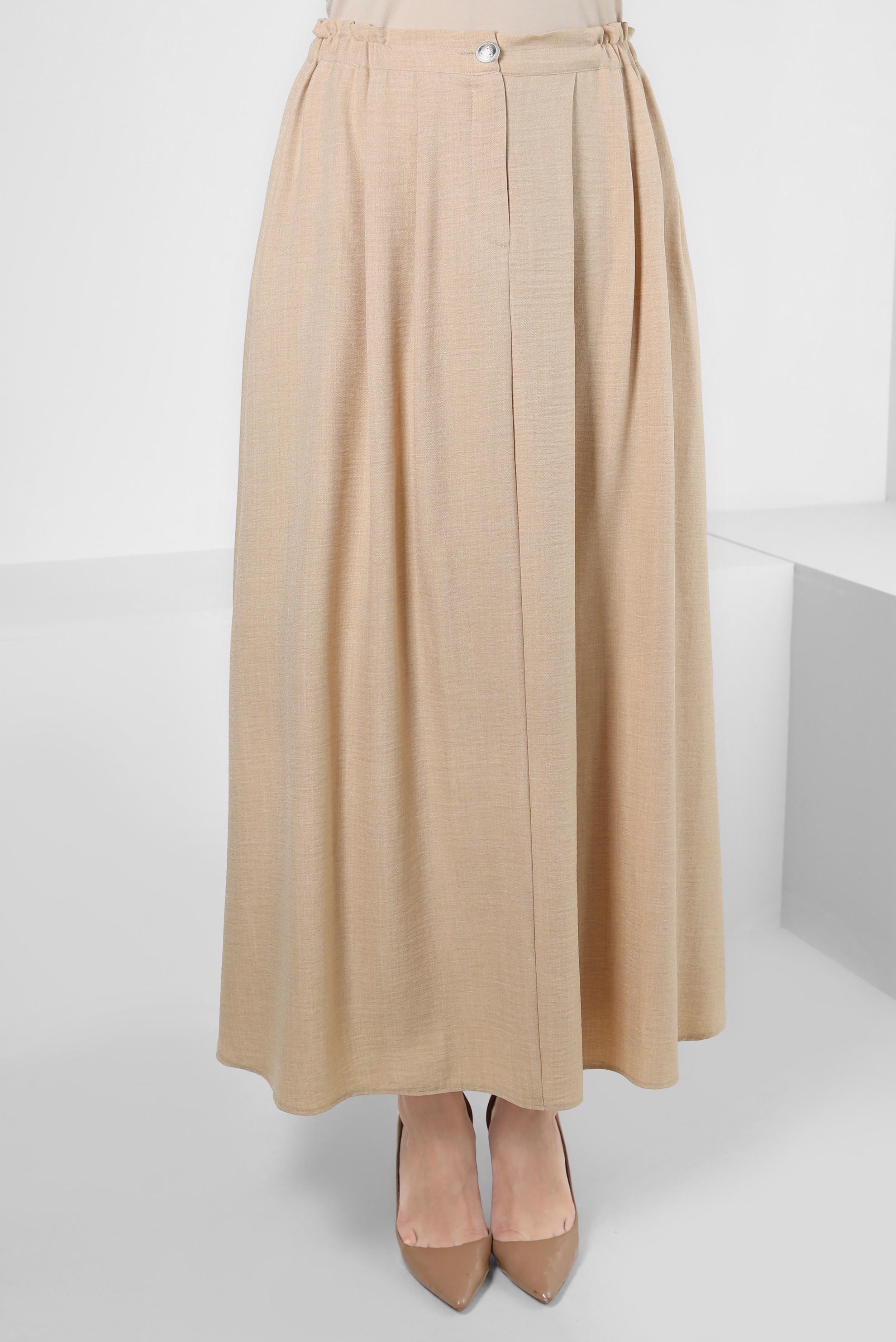 High waisted outlet beige pleated skirt