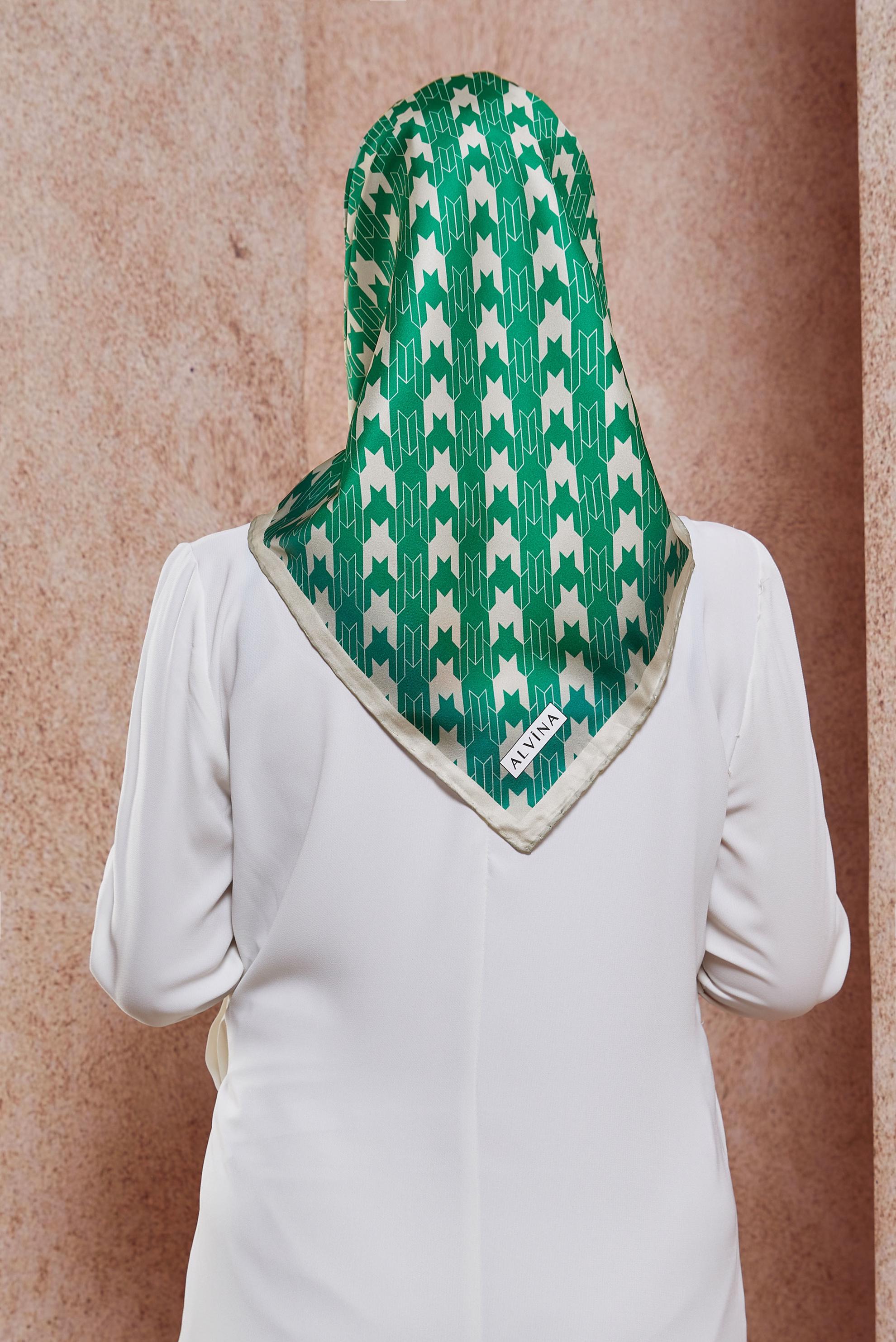 GREEN 6801 ALVİNA DİJİTAL EŞARP(HNM) Modest Hijab Clothing | ALVİNA