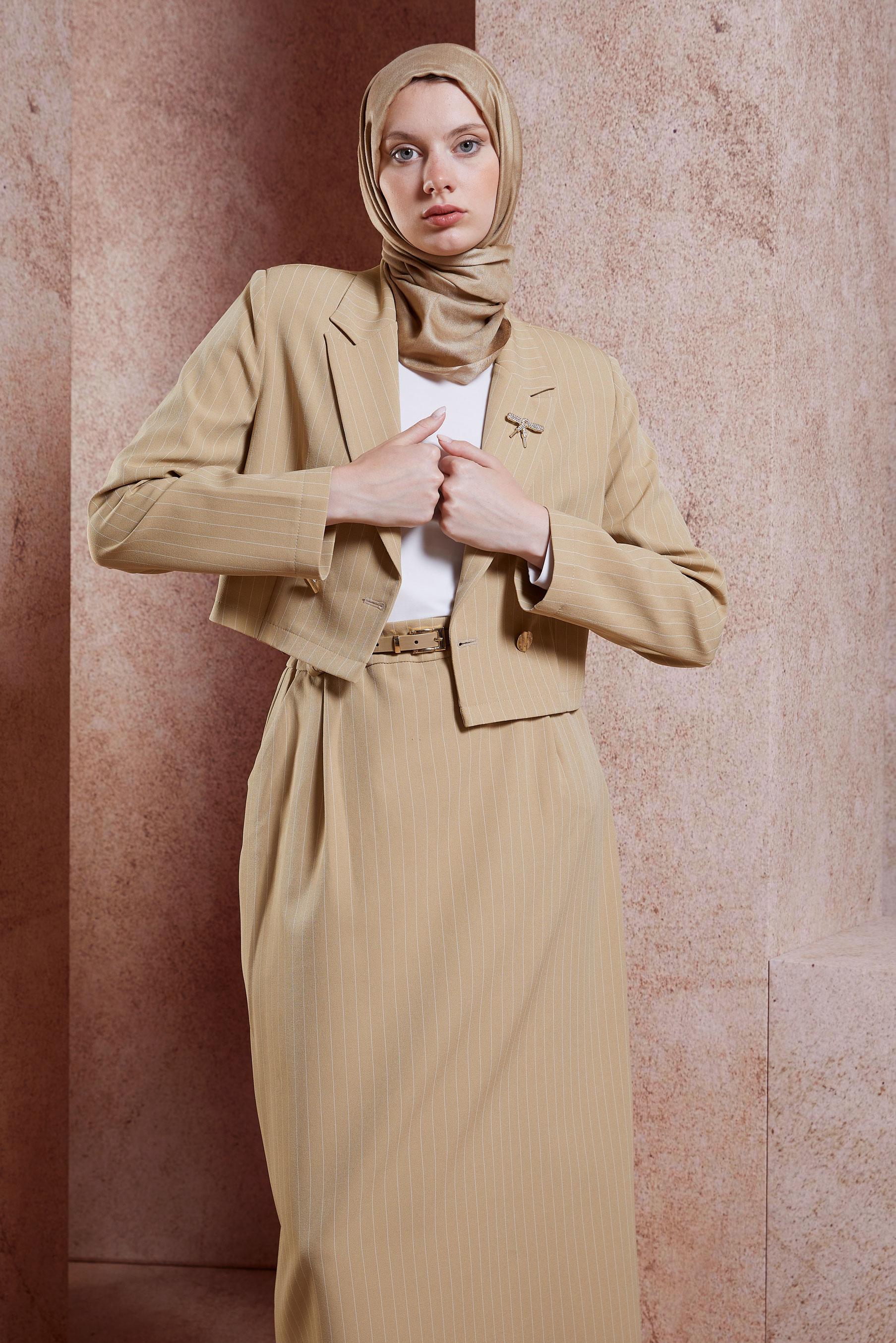 STRIPED SKIRTED SUIT | ALVİNA