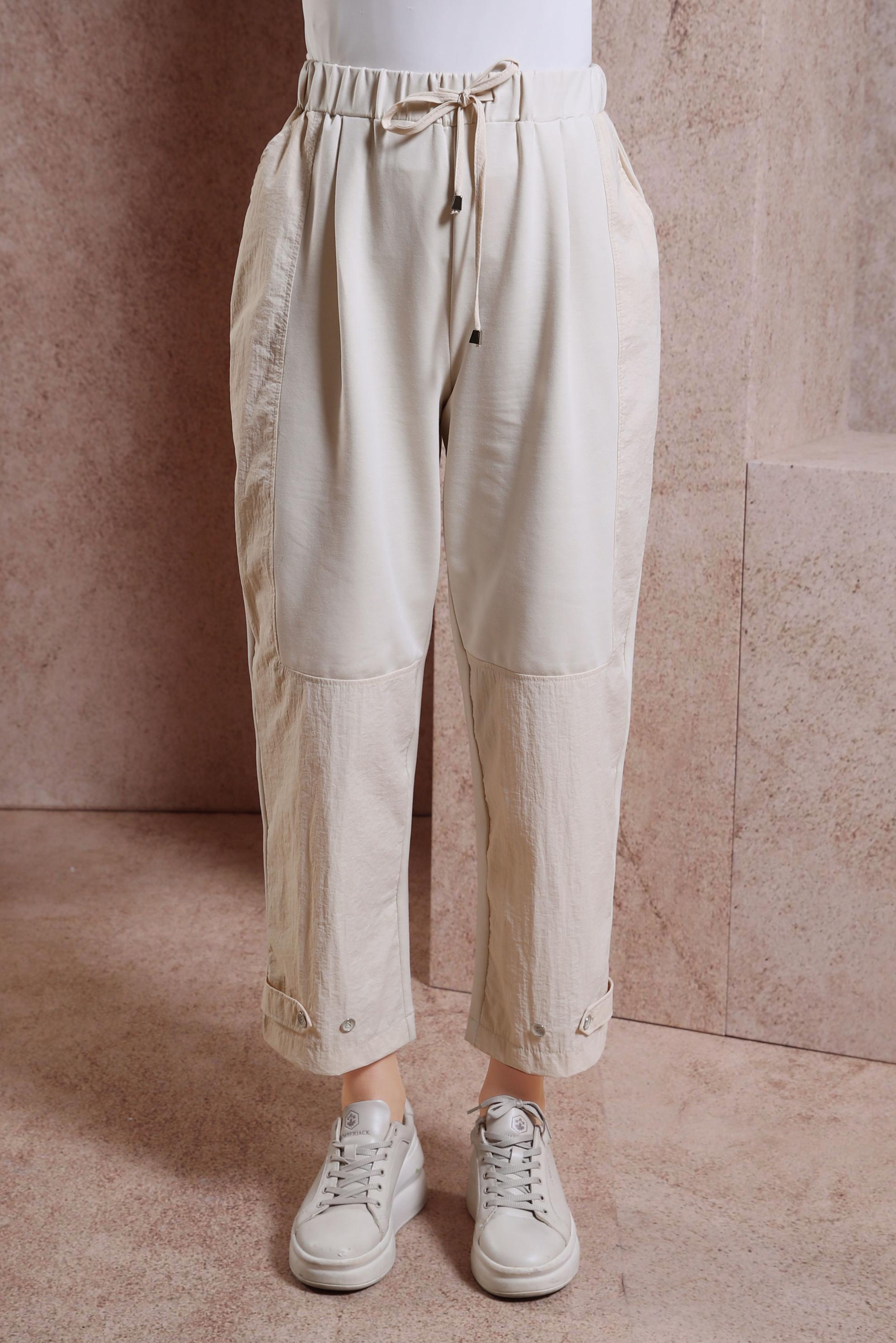 Plus Size Knit Fabric Carrot Cut Pants - SecilStore