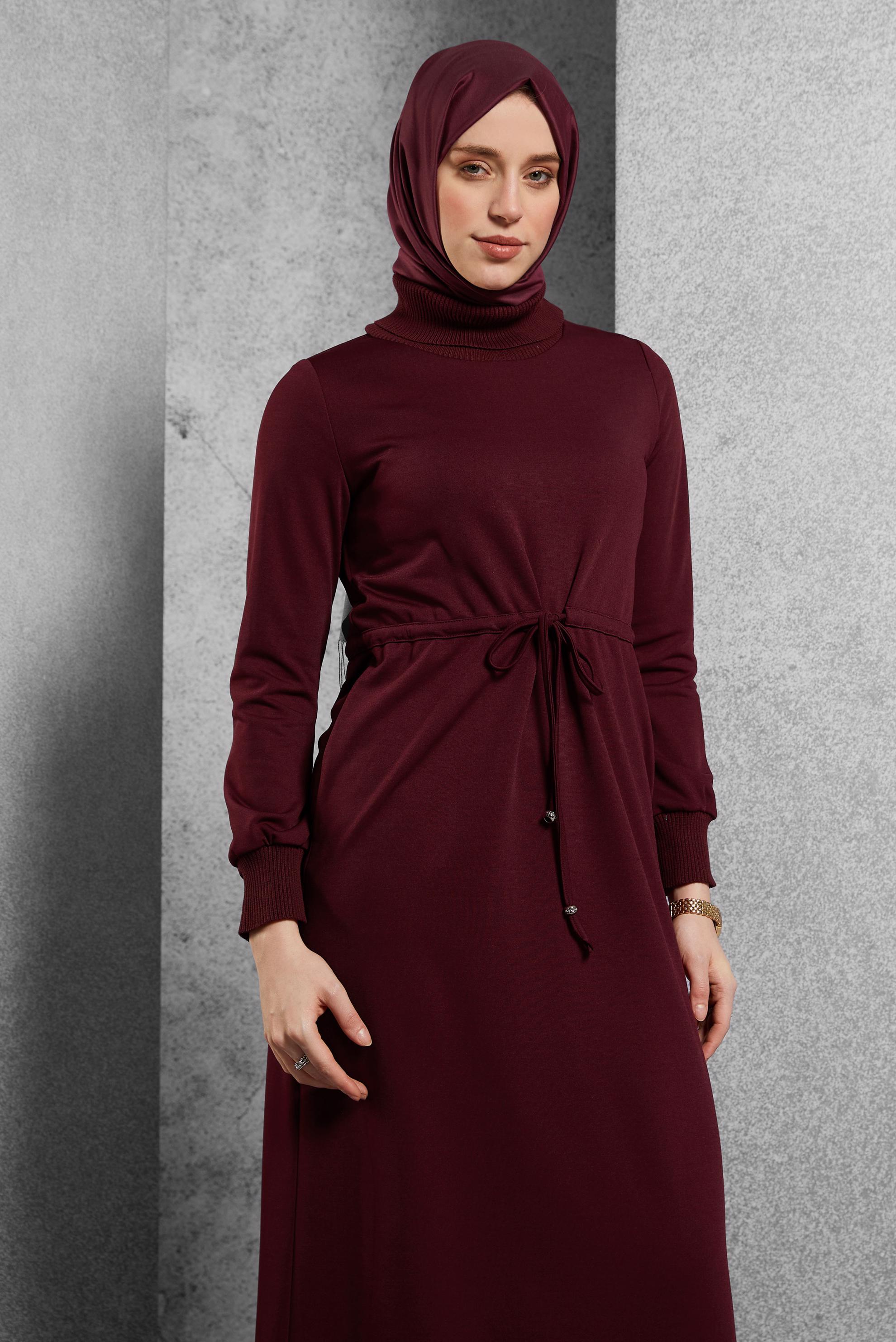 CLARET RED 45231 8528 ELBİSE 38-46 TEK 40 Modest Hijab Clothing | ALVİNA