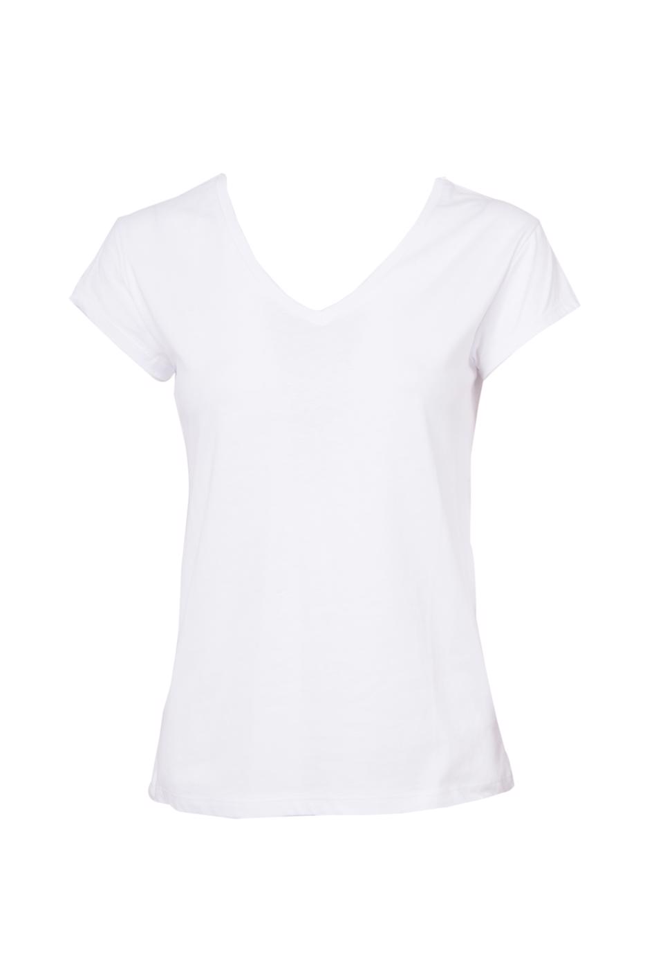 Bayan Beyaz V Yaka Basıc Tişört