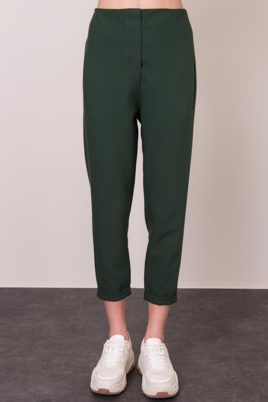 Bayan Yeşil Klasik Dar Paça Pantolon