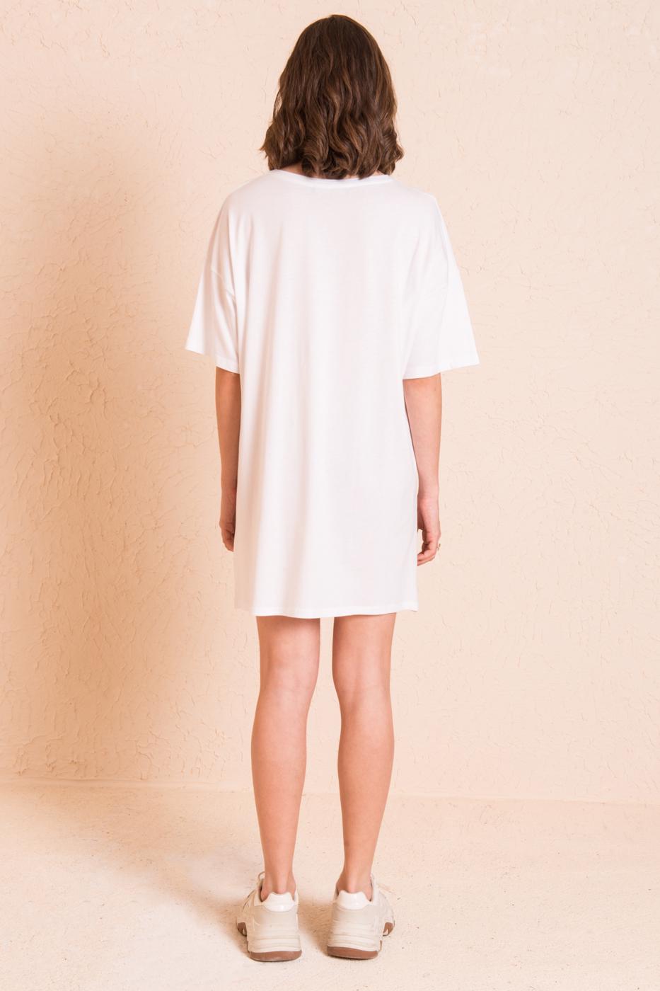 Bayan Beyaz Mini Basic Elbise