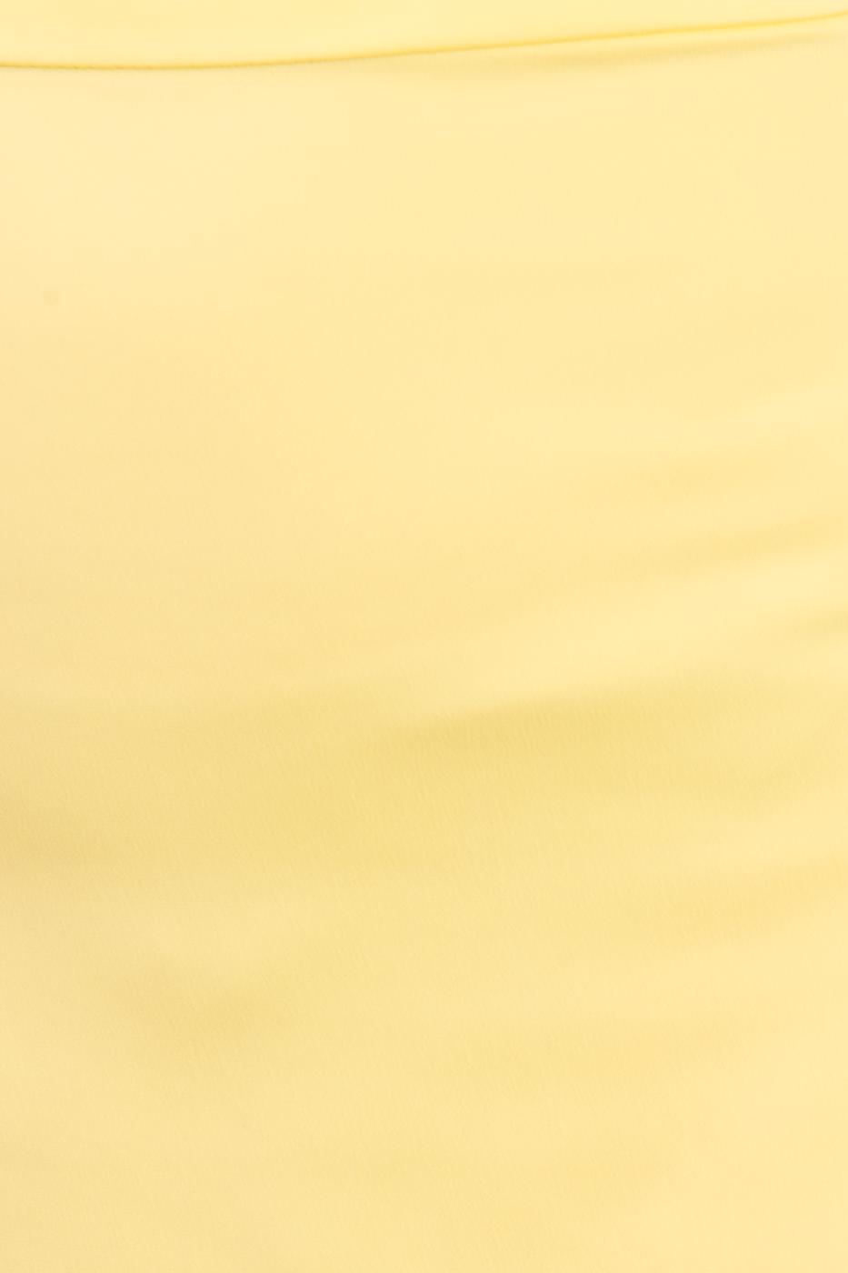 Bayan Sarı Yırtmaç Detaylı Dar Mini Etek