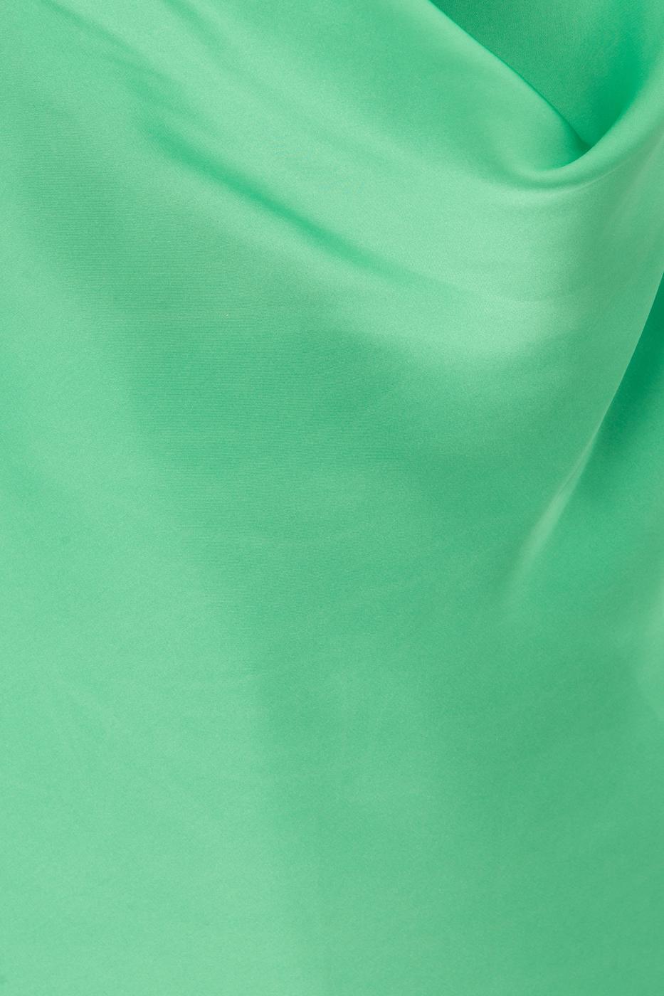 Bayan Yeşil Degaje Yaka Detaylı Askılı Saten Bluz