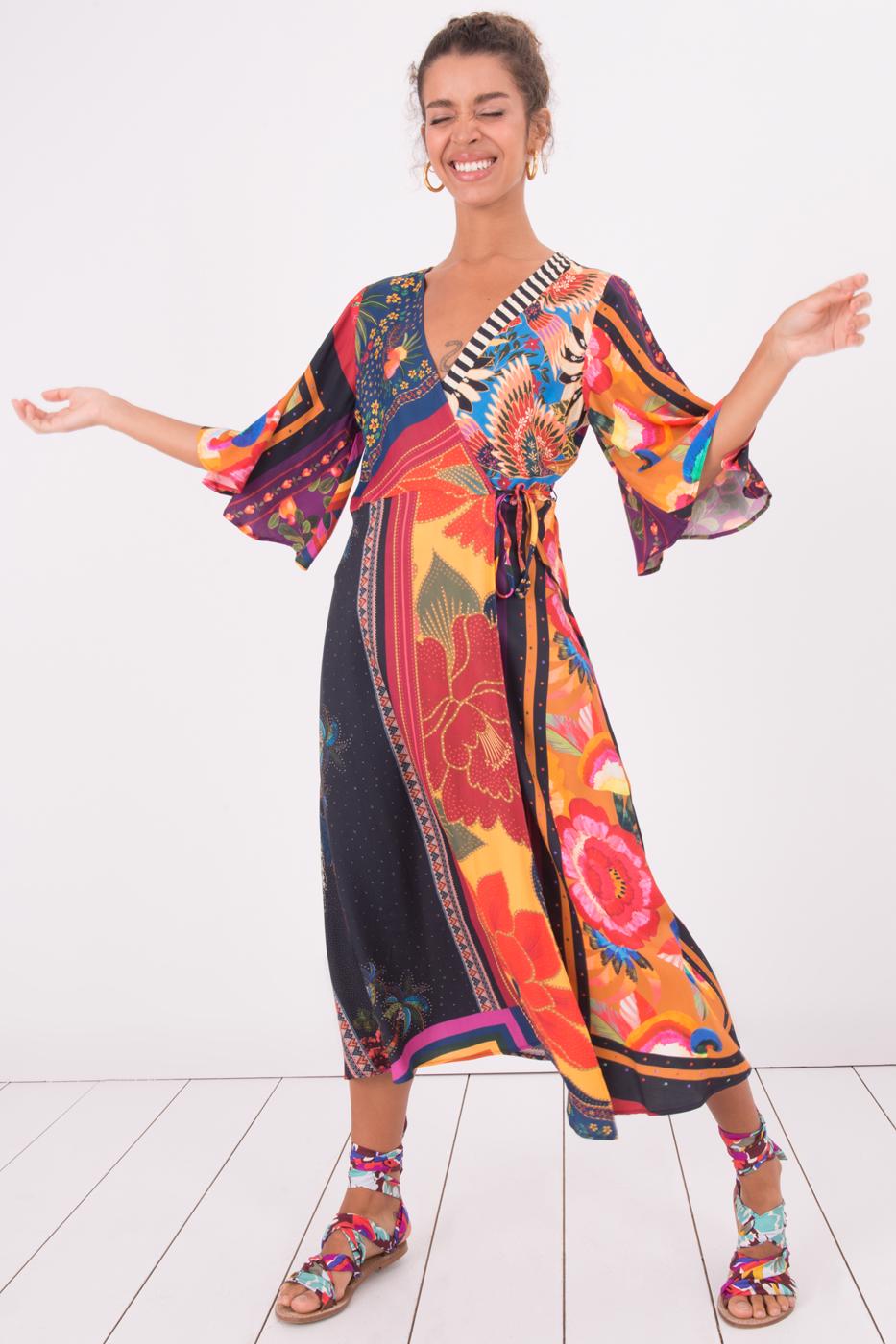 Bayan Mor Anvelop Kapama Midi Elbise