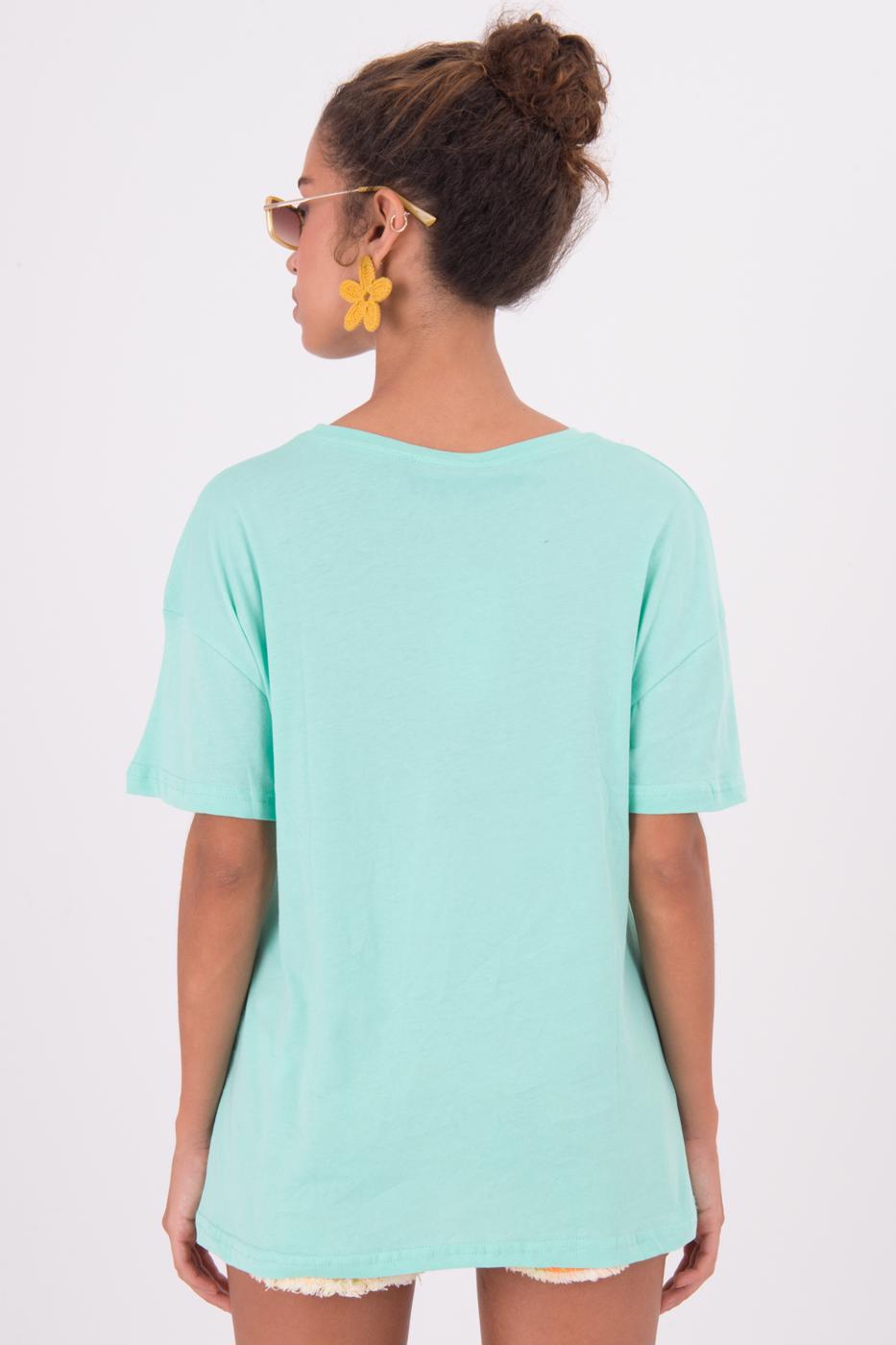 Bayan Yeşil Ön Baskı Detaylı Basic Tişört