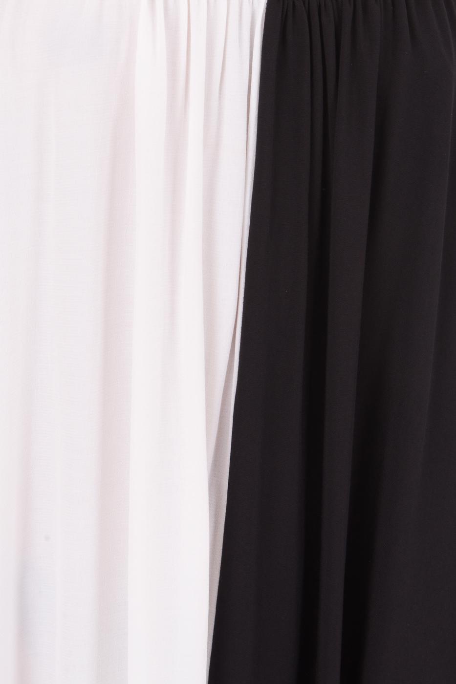 Bayan Siyah Bicolor Askılı Midi Bol Elbise
