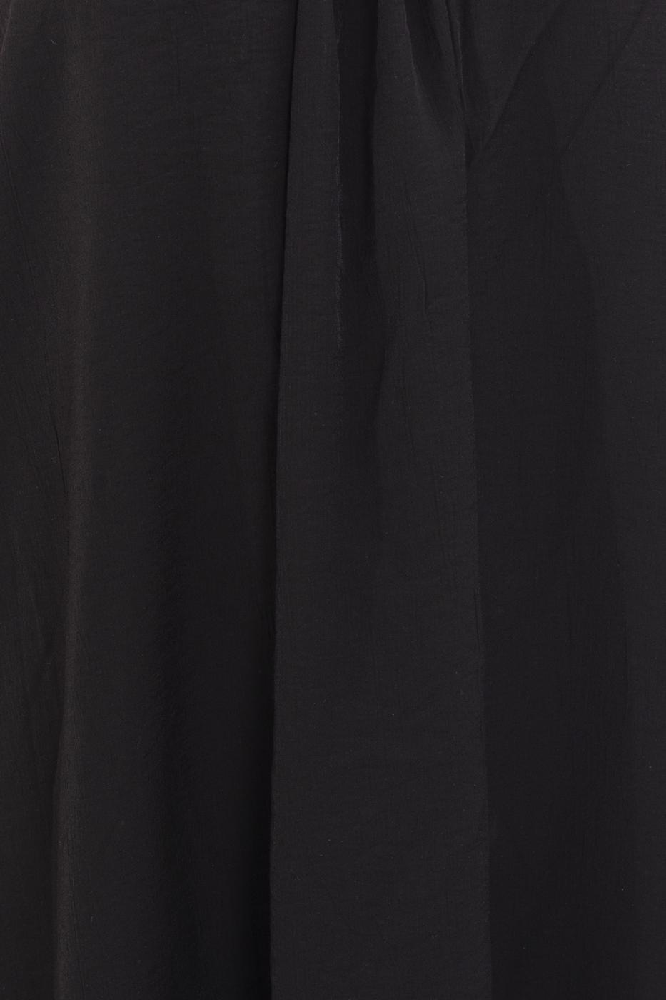 Bayan Siyah Boyundan Bağlamalı Straplez Bol Midi Elbise