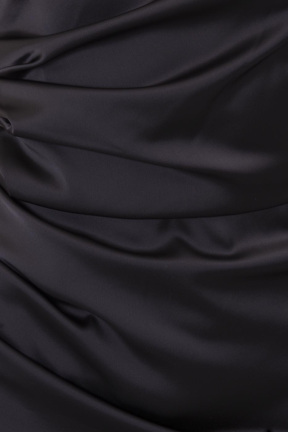 Bayan Siyah Asimetrik Etek Ucu Detaylı Tek Omuz Uzun Elbise