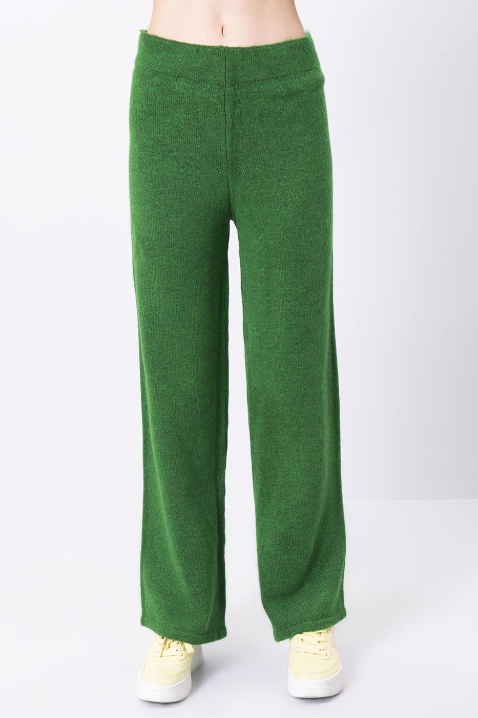 Bayan Yeşil Triko Bol Pantolon
